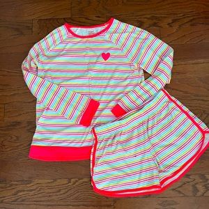 Cat and Jack Girl’s Pajama Set | Rainbow Striped with a Heart